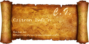 Czitron Iván névjegykártya